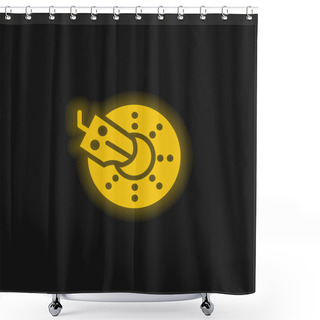 Personality  Brake Yellow Glowing Neon Icon Shower Curtains