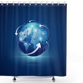 Personality  Modern Globe Connections Network Background Shower Curtains