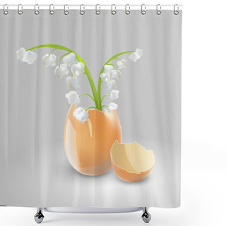 Personality  Vector Illustration Of A Lilies Of The Valley In Eggshell. Shower Curtains