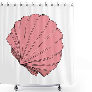 Personality  Vector Summer Beach Seashell Tropical Elements. Engraved Ink Art. Isolated Shells Illustration Element. Shower Curtains
