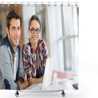 Personality  People Working On Laptop Computer Shower Curtains