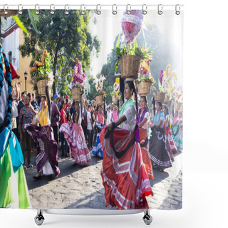 Personality  Oaxaca, Oaxaca / Mexico - 21/7/2018: ( Detail Of Celebration Of Traditional Guelaguetza In Downtown Oaxaca Mexico ) Shower Curtains