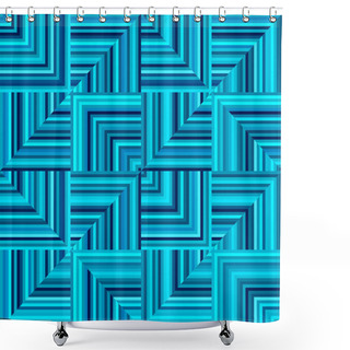 Personality  Seamless Vector Image. Teal And Turquoise Colours Herringbone Geometric Pattern. Vector Illustration. Shower Curtains