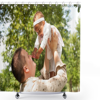 Personality  Blank Father And His Mixed Daugther Shower Curtains