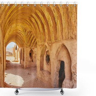 Personality  The Ruins Of Corridor Of Ancient Khaiele Ritual Building, Preserved InZoroastrian  Archaeological Site Of Towers Of Silence, Yazd, Iran. Shower Curtains