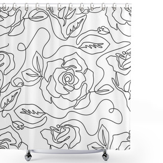 Personality  One Line Seamless Modern Pattern. Shower Curtains