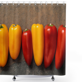 Personality  Top View Of Mexican Spicy Colorful Peppers On Stone Table Shower Curtains