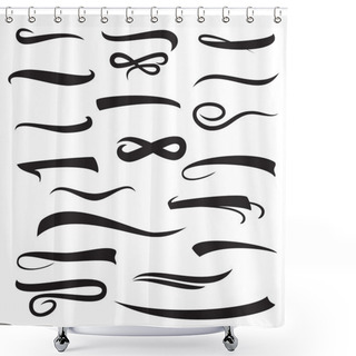 Personality  Marker, Underline, Highlighter Marker Strokes, Swoops, Waves Brush Marks Set. Hand Lettering Lines Isolated On White. Typographic Design. Vintage Elements. Vector Illustration Shower Curtains