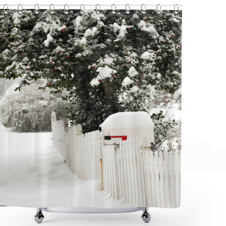 Personality  Mailbox Snowed Over On A Frosty Day Shower Curtains