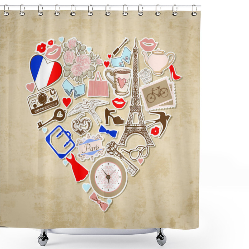 Personality  Love in Paris - vector illustration. shower curtains