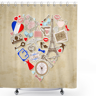 Personality  Love In Paris - Vector Illustration. Shower Curtains