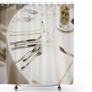 Personality  Elegant Decoration Of Table In A Restaurant Shower Curtains