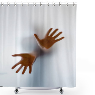 Personality  Shadowy Human Figure Behind A Frosted Glass Shower Curtains
