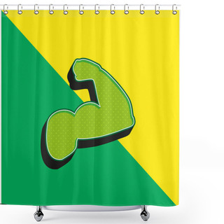 Personality  Biceps Of A Man Green And Yellow Modern 3d Vector Icon Logo Shower Curtains