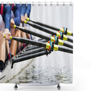 Personality  Close Up Of Men's Rowing Team Shower Curtains