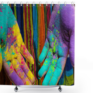 Personality  Holi Painted Hands Shower Curtains