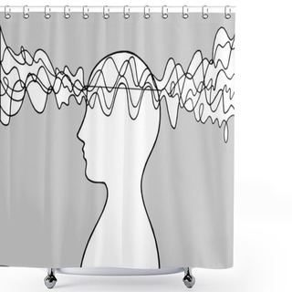 Personality  Human Head Spirit Power Energy Wave Vector Abstract Art Illustration Design Shower Curtains