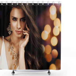 Personality  Beautiful Woman With Evening Make-up. Jewelry And Beauty. Fashio Shower Curtains