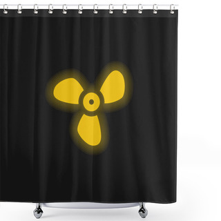 Personality  Big Propeller Yellow Glowing Neon Icon Shower Curtains