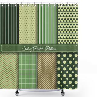 Personality  Set Of Green Samless Pattern Shower Curtains