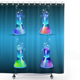 Personality  Set Of Glass Flasks With Liquid Shower Curtains