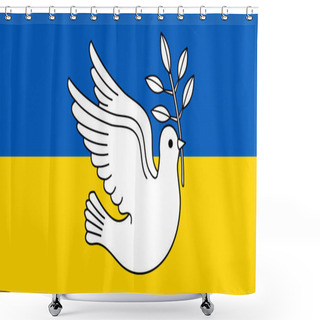 Personality  Peace Dove Concept For War Between Russia And Ukraine With National Flag Background Shower Curtains