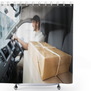 Personality  Delivery Driver Driving Van Shower Curtains