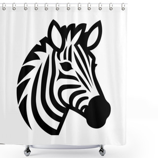 Personality  Black Vector Zebra Head Icon Isolated On White Background Shower Curtains