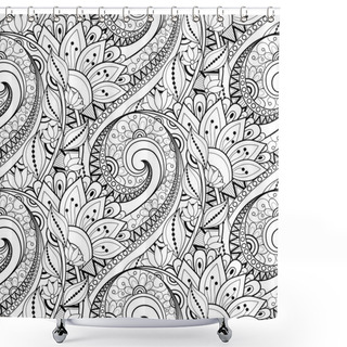 Personality  Abstract Seamless Monochrome Floral Pattern Shower Curtains