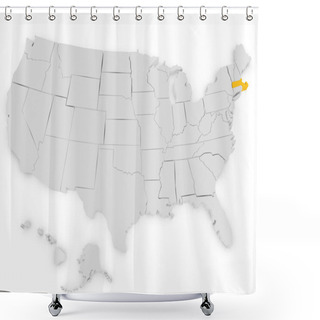 Personality  3d Render Of The United States Highlighting Massachusetts Shower Curtains