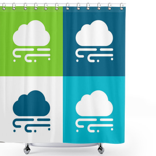 Personality  Blizzard Flat Four Color Minimal Icon Set Shower Curtains