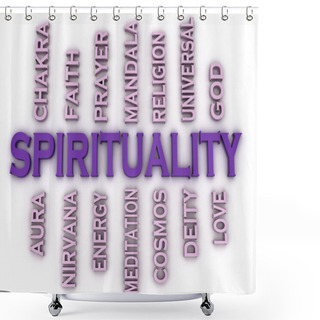 Personality  3d Image Spirituality Issues Concept Word Cloud Background Shower Curtains