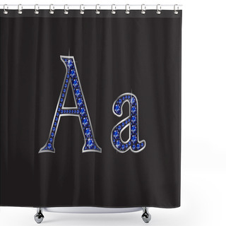 Personality  Aa Sapphire Jeweled Font With Silver Channels Shower Curtains