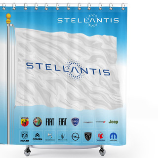 Personality  Flag Of The Stellantis Automotive Industrial Group And Brand Products, Illustration Shower Curtains