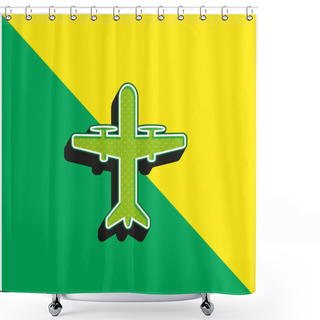 Personality  Aeroplane With Propellers Green And Yellow Modern 3d Vector Icon Logo Shower Curtains