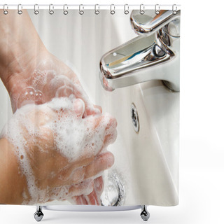 Personality  Woman Washing Hand Shower Curtains