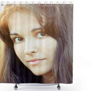 Personality  Portrait Of Beautiful Cute Young Girl Shower Curtains