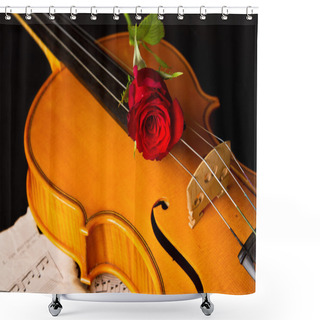 Personality  Violin Sheet Music And Rose Shower Curtains