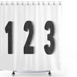 Personality  1th, 2nd And 3rd Dotwork Number. 123 Noise Stipple Dots Digits. Sand Grain Effect. Black Dots Grunge Banner. Abstract Noise Dotwork Number. Stipple Circles Digits. 1, 2 And 3 Dotted Numeral. Vector Shower Curtains