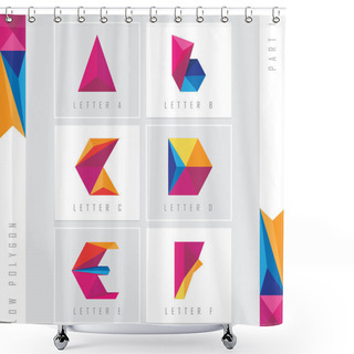 Personality  Low Polygon Alphabet Letters Shower Curtains