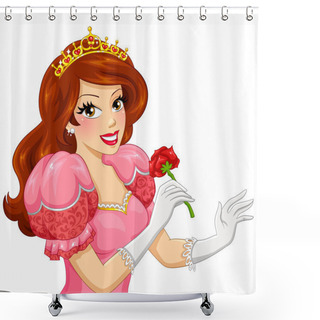 Personality  Princess Holding A Rose Shower Curtains