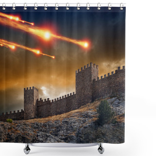 Personality  Old Fortress, Tower Under Attack Shower Curtains