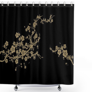 Personality  Golden Cherry Blossom Shower Curtains