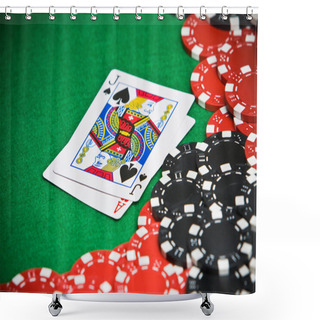Personality  Ace Of Hearts And Black Jack Shower Curtains