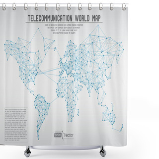 Personality  Abstract Telecommunication World Map With Circles, Lines And Gradients Shower Curtains