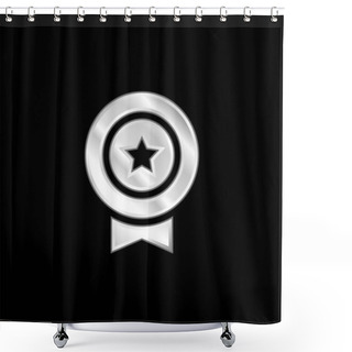 Personality  Badge Silver Plated Metallic Icon Shower Curtains