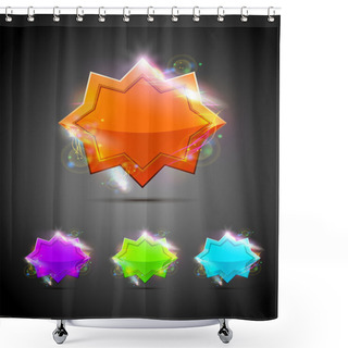 Personality  Vector Glossy Buttons On Black Background Shower Curtains