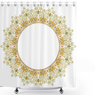 Personality  Isolated Ornament Of Eastern Culture Round Shape On A White Background Shower Curtains