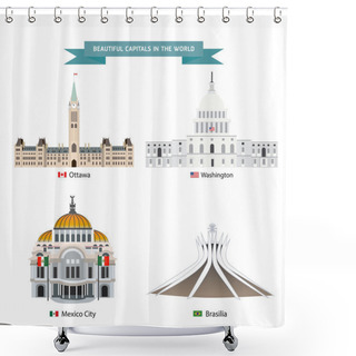 Personality  Wold Capital City  Vector Set Shower Curtains