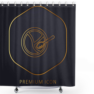 Personality  Baby Divided Plate And Spoon Golden Line Premium Logo Or Icon Shower Curtains